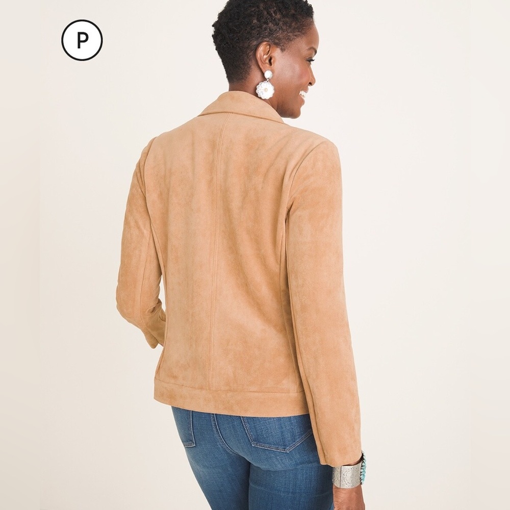 Petite Faux-Suede Moto‎ Camel Jacket - Picture 3 of 16